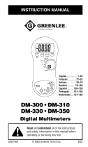 Greenlee DM-300, DM-310, DM-330, DM-350 DMMs (Europe) Manual do proprietário