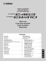 Yamaha PSR-E463 Ficha de dados