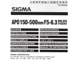Sigma APO 150-500mm F5-6.3 DG OS HSM Manual do usuário