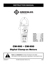 Greenlee CM-900, CM-950 Clamp-on Meter, AC/DC (Europe) Manual do usuário
