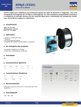 GYS MIG WIRE REEL ALU AlMg5 Ø0.8 - 0.5 KG D.100 - ER5356 / S Al 5356 Ficha de dados