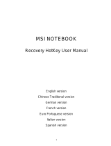 MSI NOTEBOOK RECOVERY HOTKEY Manual do proprietário